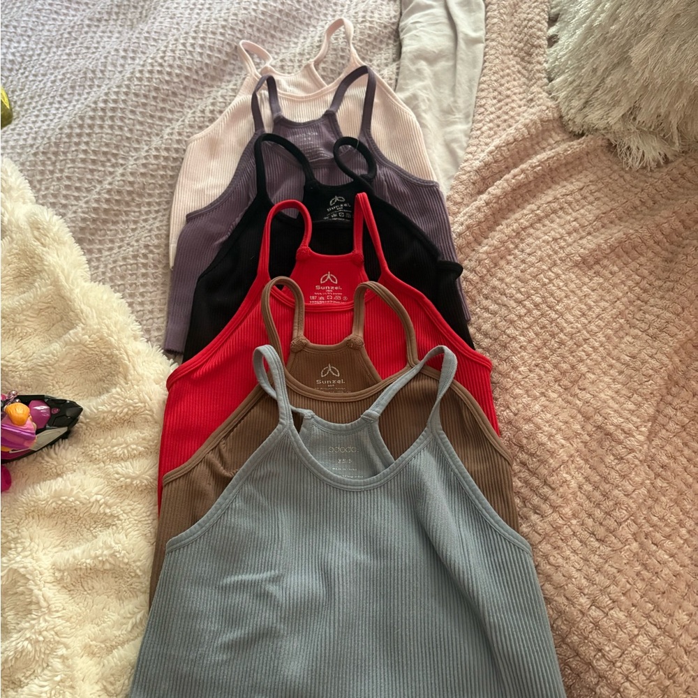 Colorful Ribbed Crop Tank Tops